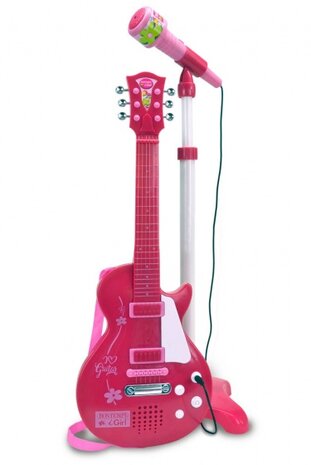 elektronische rockgitaar met microfoon 112 cm roze