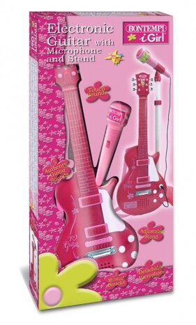elektronische rockgitaar met microfoon 112 cm roze