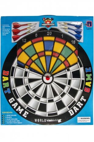 dartbord Safety met 6 plastic pijlen 45 cm