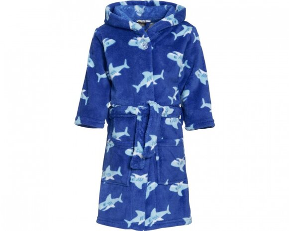 badjas haaien junior blauw maat 122/128
