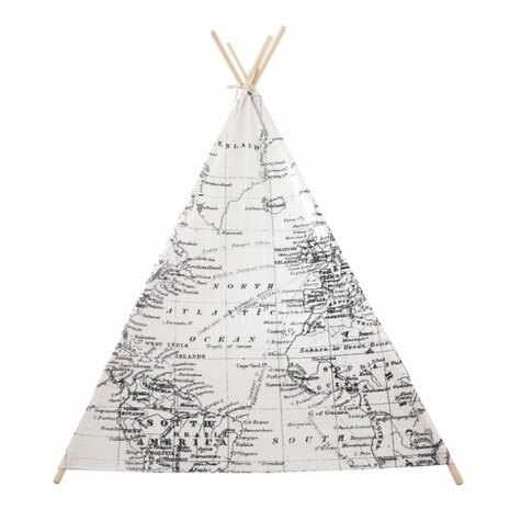 tipitent wereldkaart 160 cm wit/zwart