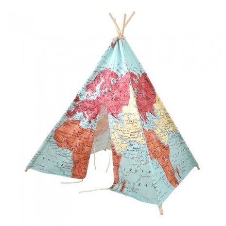 tipitent wereldkaart 160 cm multicolor