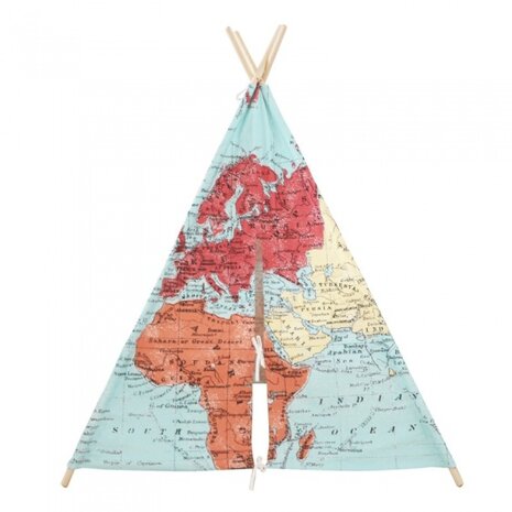 tipitent wereldkaart 160 cm multicolor
