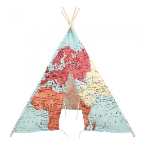 tipitent wereldkaart 160 cm multicolor