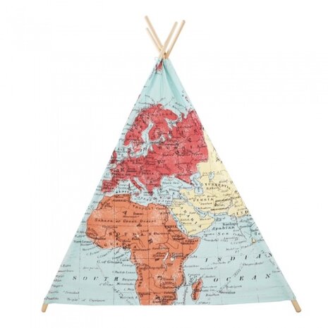 tipitent wereldkaart 160 cm multicolor