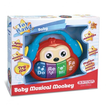 muzikale aap 18 cm rood/blauw