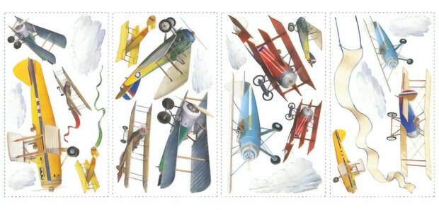muurstickers vliegtuigen vinyl 22 stuks