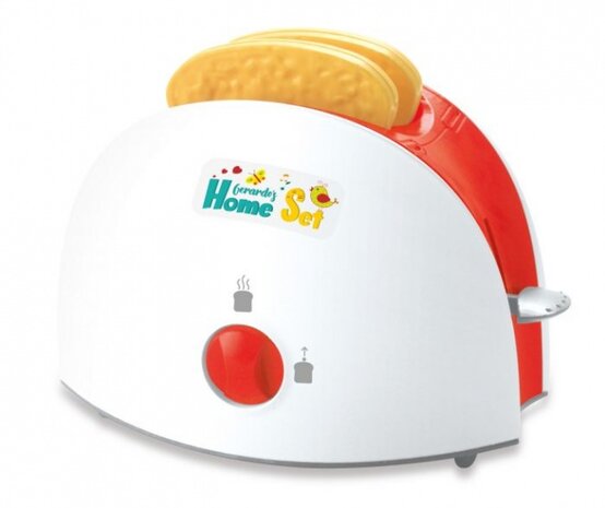 broodrooster met accessoires 16 cm rood/wit