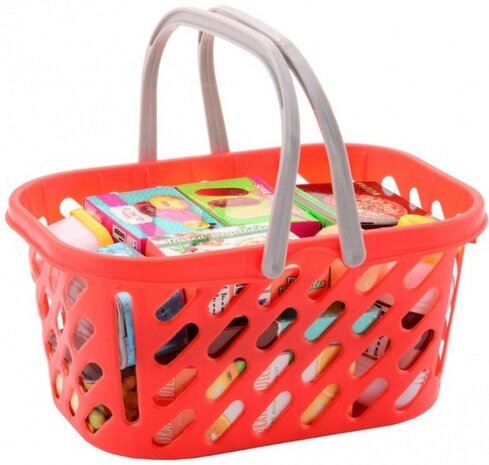 winkelmandje gevuld 36x27x35 cm rood