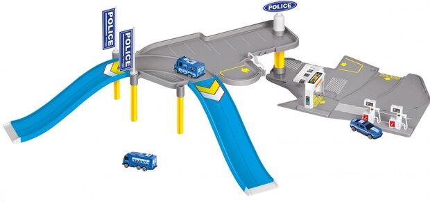 politiegarage incl. 5 voertuigen blau