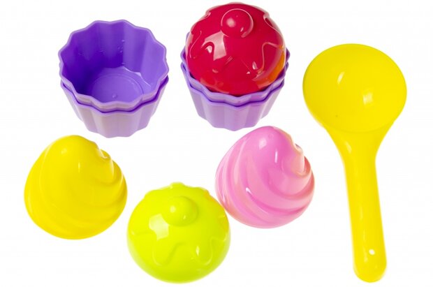 strandspeelgoed cupcakes 9-delig multicolor 4 cm