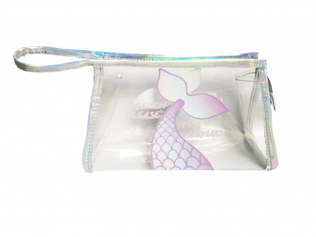 Make-up tasje transparant zeemeermin 20 x 7 x 13 cm