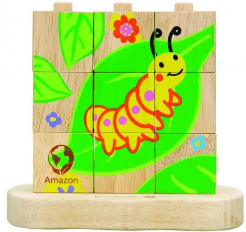 blokpuzzel Rups/vlinder junior hout 10-delig