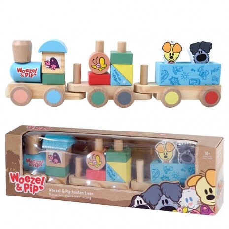 houten trein Woezel En Pip 45 cm