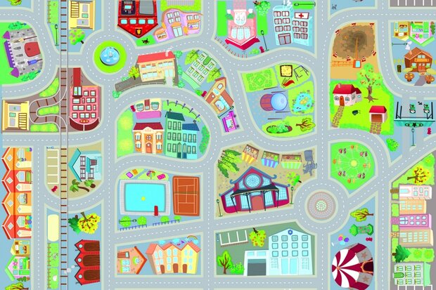 verkeerskleed met 2 auto&#039;s 69 x 100 cm
