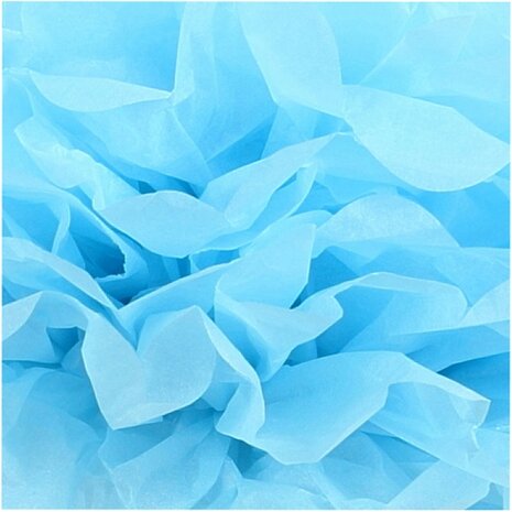 pompons zijdepapier 20-24-30 cm lichtblauw 3-delig