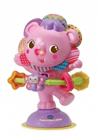 draai en dans leeuw roze 22 cm