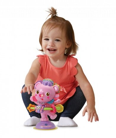 draai en dans leeuw roze 22 cm