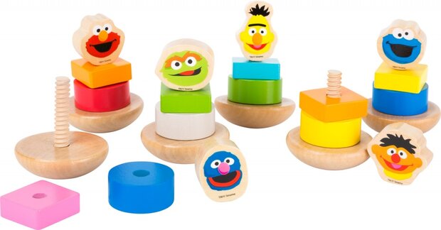 houten stapelfiguur Sesamstraat Elmo 9 cm