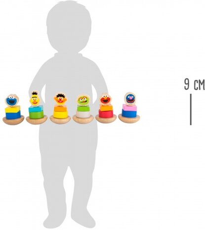 houten stapelfiguur Sesamstraat Elmo 9 cm