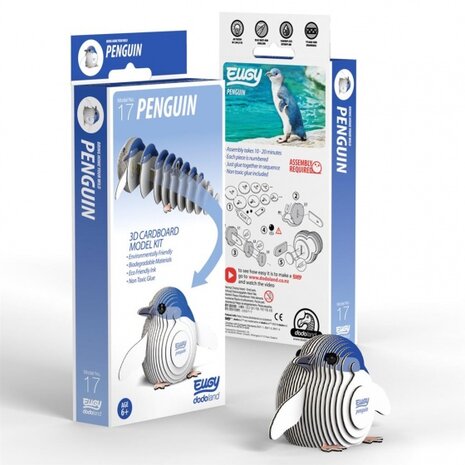 3D-modelbouwpakket pingu&iuml;n 7-delig wit/blauw