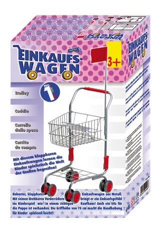 winkelwagen zilver/rood 37x32x60 cm