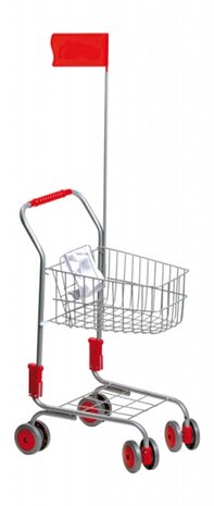 winkelwagen zilver/rood 37x32x60 cm