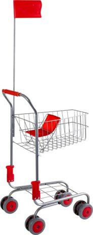 winkelwagen zilver/rood 37x32x60 cm