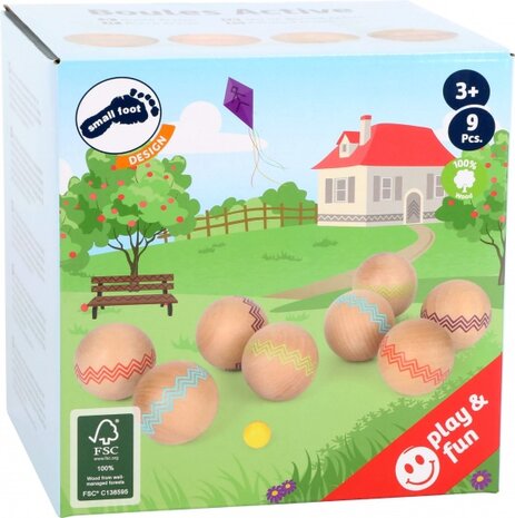 Jeu de boules set hout 6 cm 9-delig