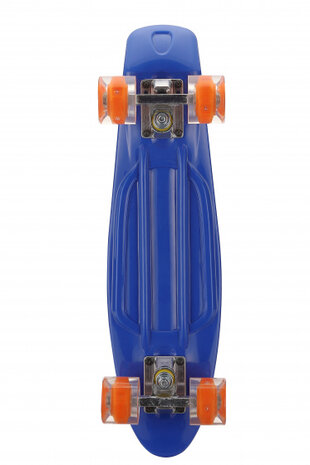 skateboard met ledverlichting 55,5 cm blauw/oranje
