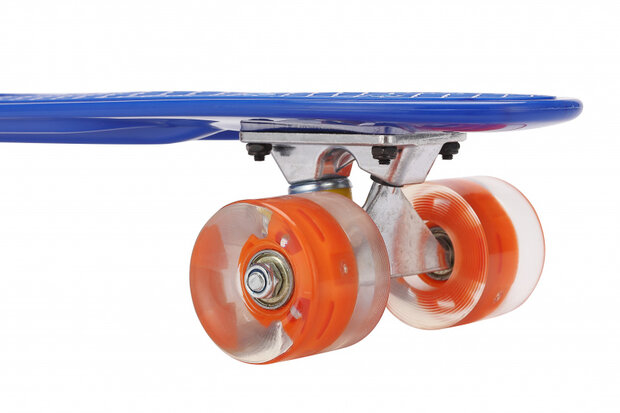 skateboard met ledverlichting 55,5 cm blauw/oranje
