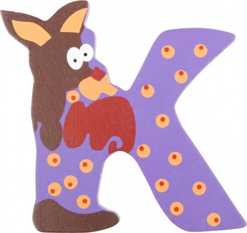 alfabet Dieren letter K hout 8 cm
