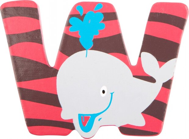 alfabet Dieren letter W hout 8 cm