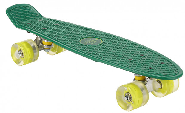 skateboard met ledverlichting 55,5 cm groen/lime