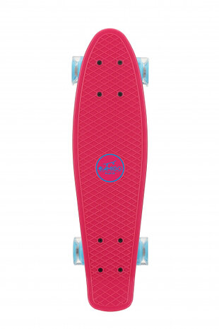 skateboard met ledverlichting 55,5 cm roze/blauw
