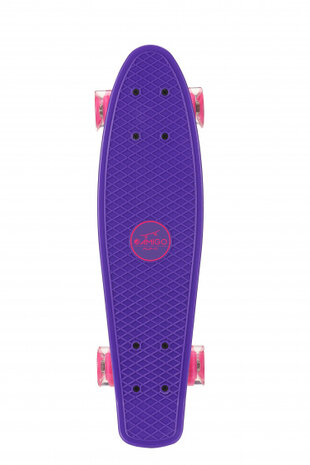 skateboard met ledverlichting 55,5 cm paars/roze