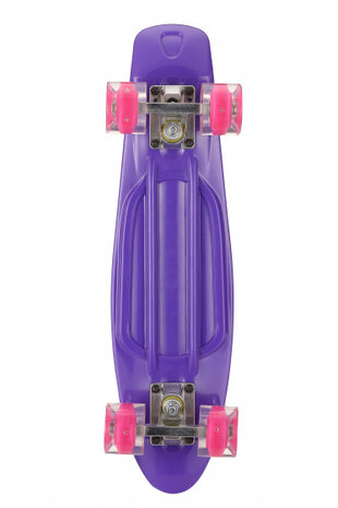 skateboard met ledverlichting 55,5 cm paars/roze