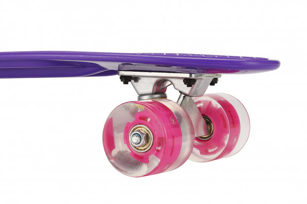 skateboard met ledverlichting 55,5 cm paars/roze