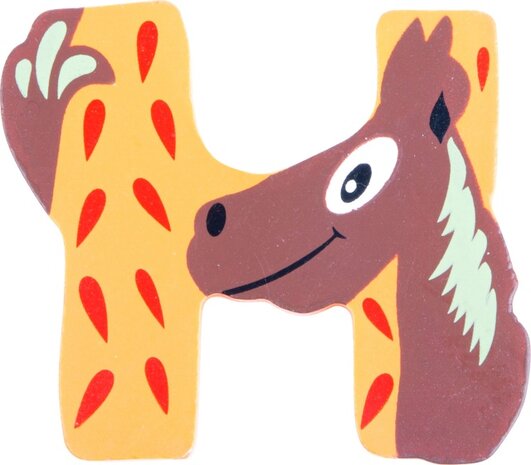 alfabet Dieren letter H hout 8 cm
