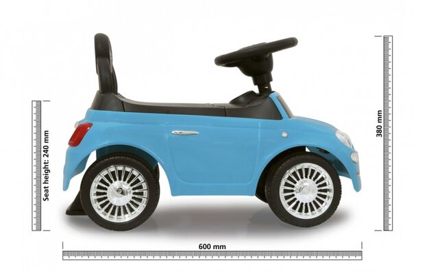 loopauto Fiat500 60 x 27,5 x 38 cm blauw