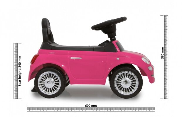 loopauto Fiat500 60 x 27,5 x 38 cm roze
