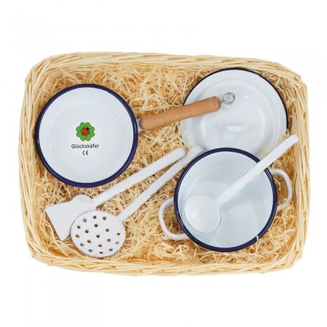 kookset email 5-delig wit/donkerblauw