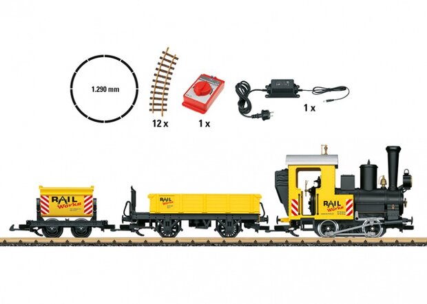 startset bouwplaatstrein 230V G-spoor 680 mm geel
