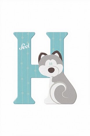 dierenletter H 10 cm blauw