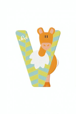 dierenletter V 10 cm multicolor