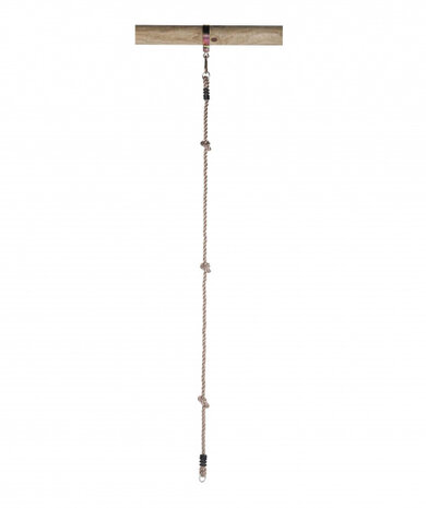 klimtouw met 3 knopen en 2 ringen 190 cm lichtbruin