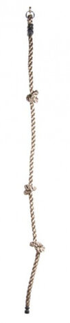 klimtouw met 3 knopen en 1 ring 180 cm lichtbruin