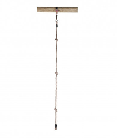 klimtouw met 3 knopen en 1 ring 180 cm lichtbruin