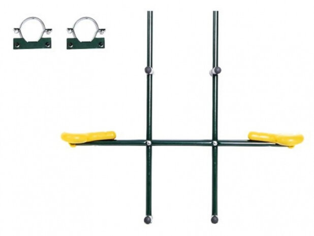 duoschommel 99 x 23,5 cm staal groen/geel