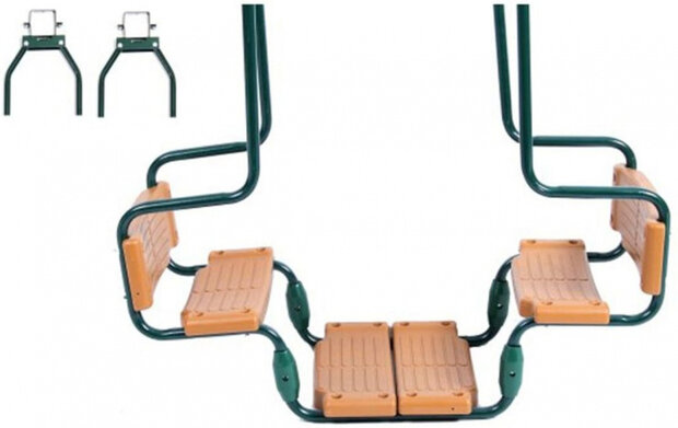 duoschommel 250 - 270 cm staal/hout groen/bruin